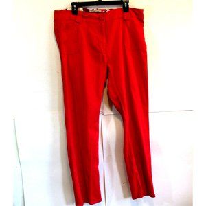 High Waist Straight Leg Pants Lightweight Red Pockets Women's Sz 20